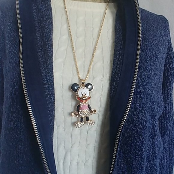 Bling Mickey Mouse Pendant w/ Chain Necklace - Picture 3 of 4